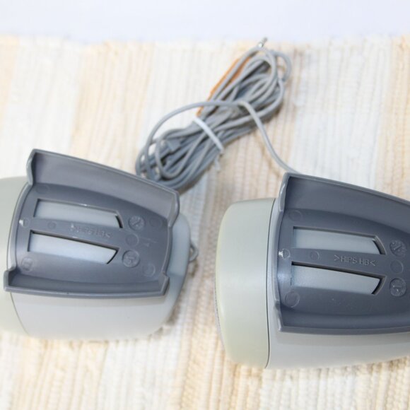 VTG POLK AUDIO MINI SPEAKER SET PC COMPUTER WIRED LEFT RIGHT GRAY DESKTOP HIPS - Picture 10 of 14